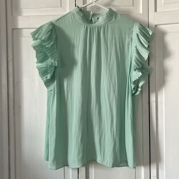NWT Maison d'Amile mint green high-neck blouse - Size M - Picture 6 of 6